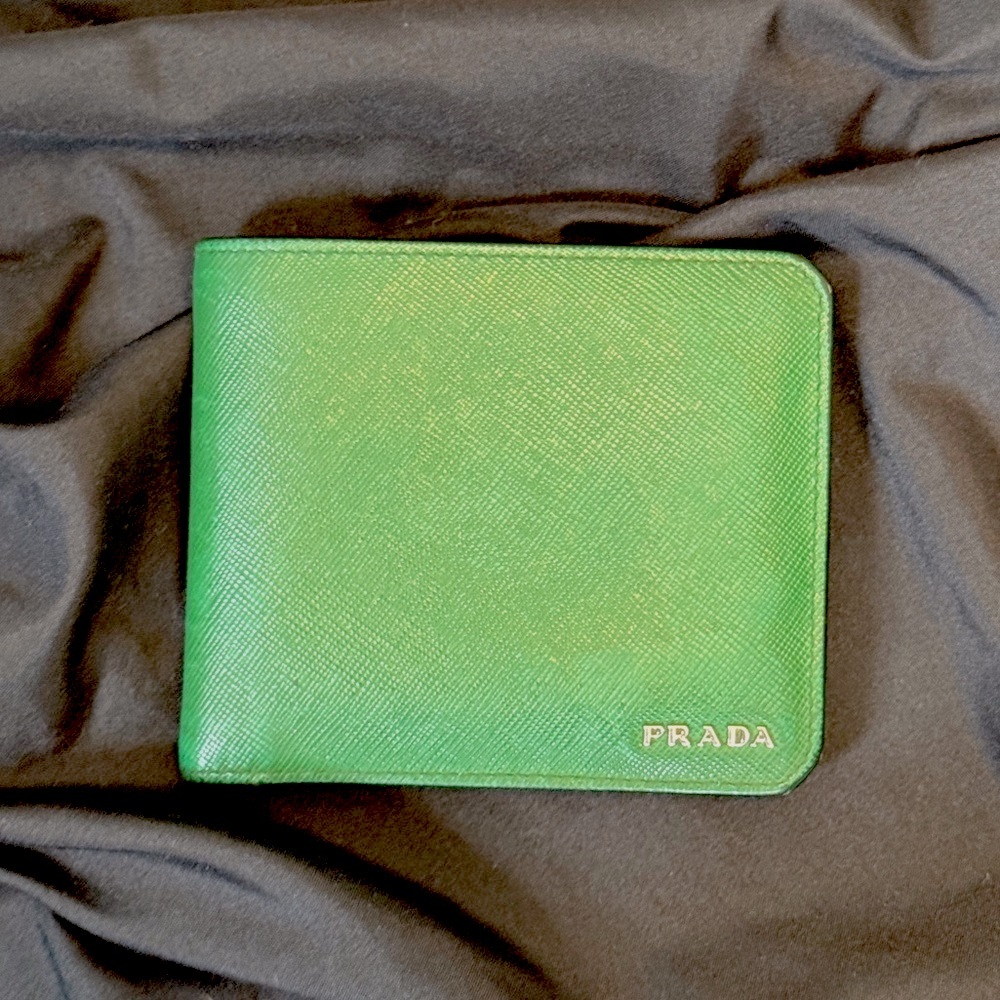 Designer (Prada) Billfold Wallet in Green